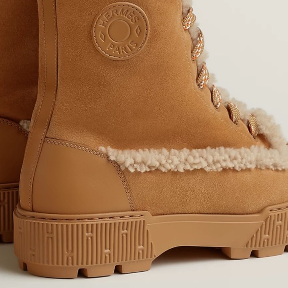 NIB Hermes Fresh Shearling Women’s Ankle Boot Miel Beige Tan US 8 - Picture 6 of 15